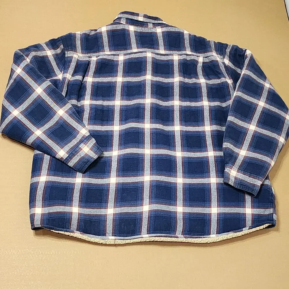 Wrangler Jacket Mens 2XL Blue Plaid Flannel Sherpa Lined Workwear Winter